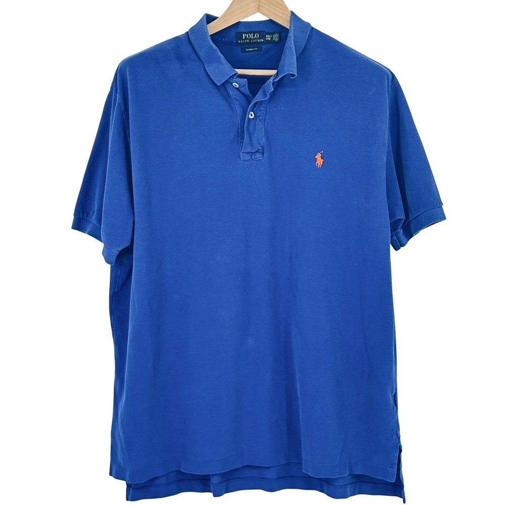 Polo Ralph Lauren Polo Shirt Men's Preppy Classic Fit Logo 100% Cotton Blue XXL - Picture 2 of 7